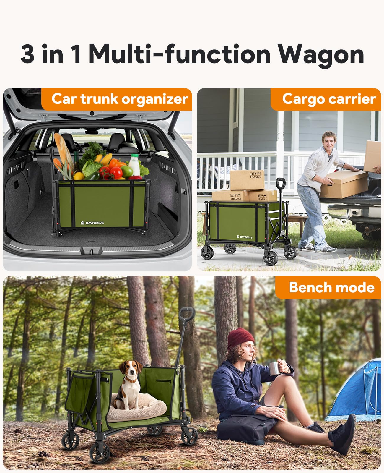 Raynesys collapsible wagon cart assembled-ready for groceries and day trips