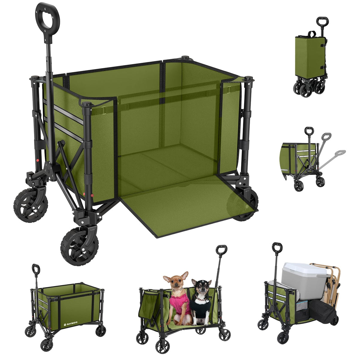 Raynesys collapsible wagon cart folded compact for easy storage and transport