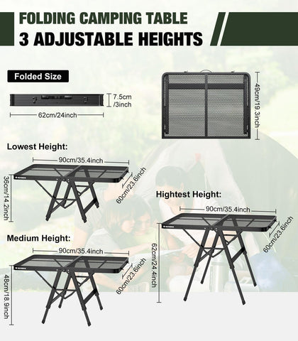 Raynesys foldable grill table folds compactly for easy storage.