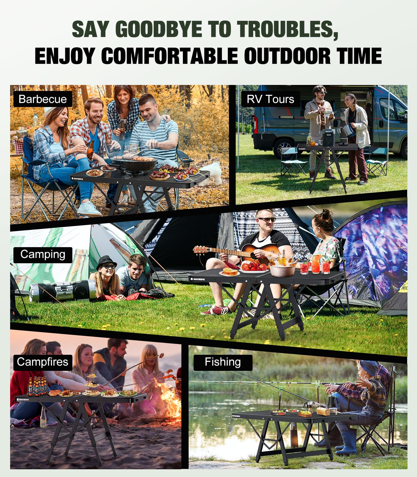 Raynesys foldable grill table ideal for picnics and beach days.