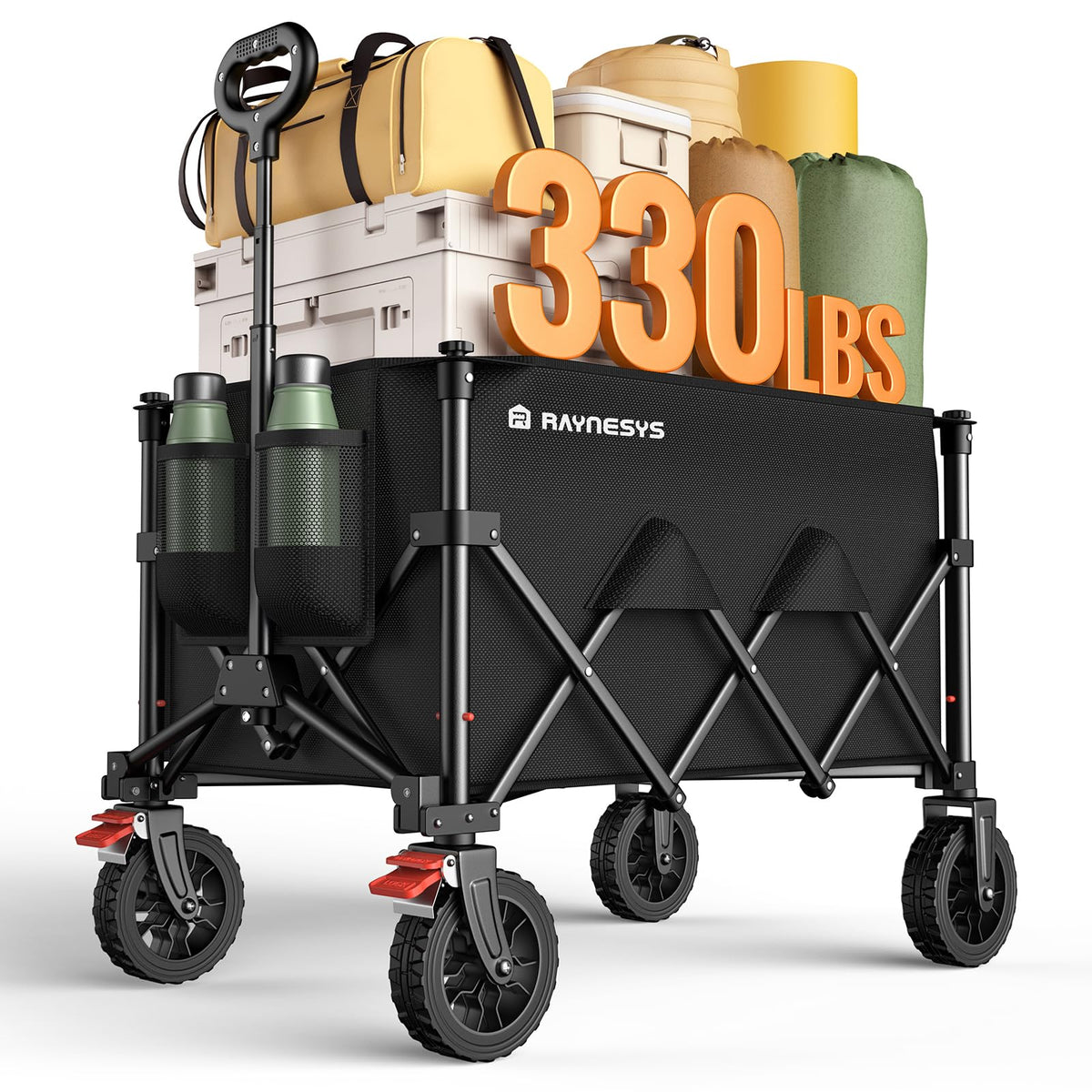 Raynesys foldable wagon folded compactly for easy storage