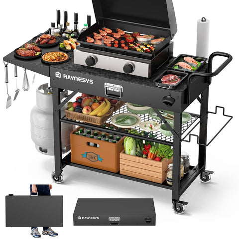 Raynesys outdoor grill cart with 31x17-inch surface for spacious backyard prep