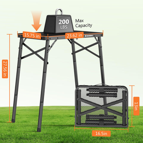 Raynesys outdoor table features aluminum frame for lightweight, durable setup.