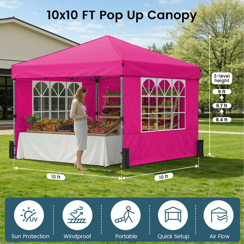 Raynesys pop up canopy sidewalls attached for added privacy and shade