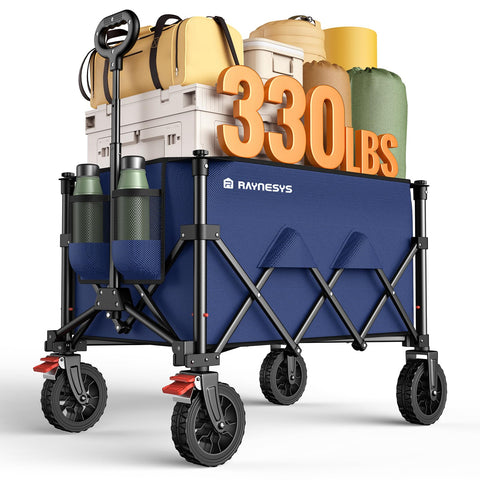 Raynesys foldable wagon in compact storage mode for easy stowage