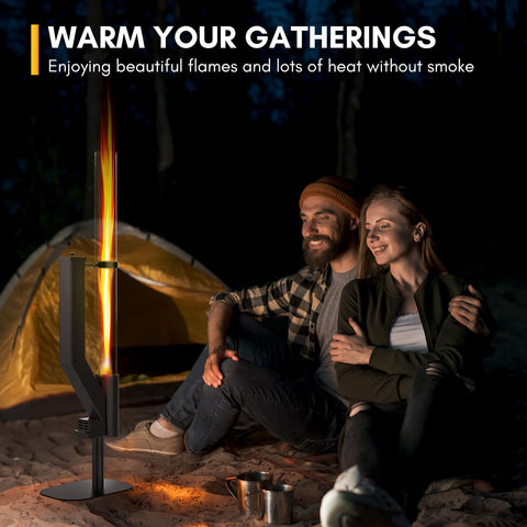 Rayzi pellet stove with a durable base supports a stable outdoor setup.