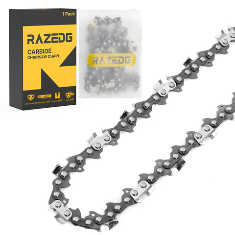 RazEdg 20in carbide chain closeup—durable teeth for clean cuts.