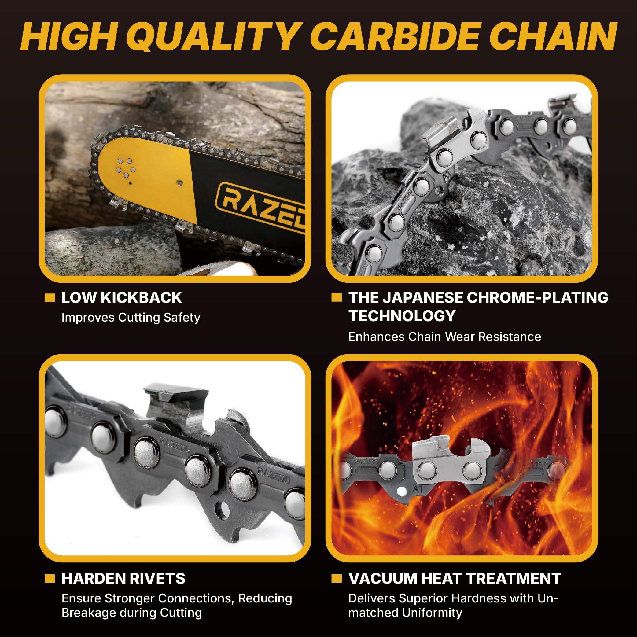 RazEdg chain in dirty environment cutting through sand and mud.