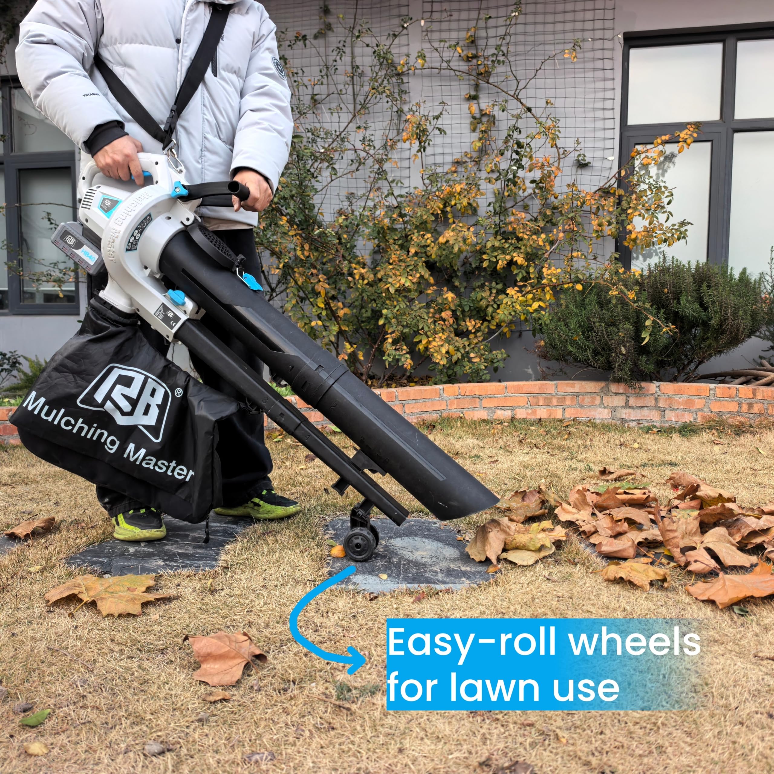 RB 40V 12L bag captures more debris between dumps.