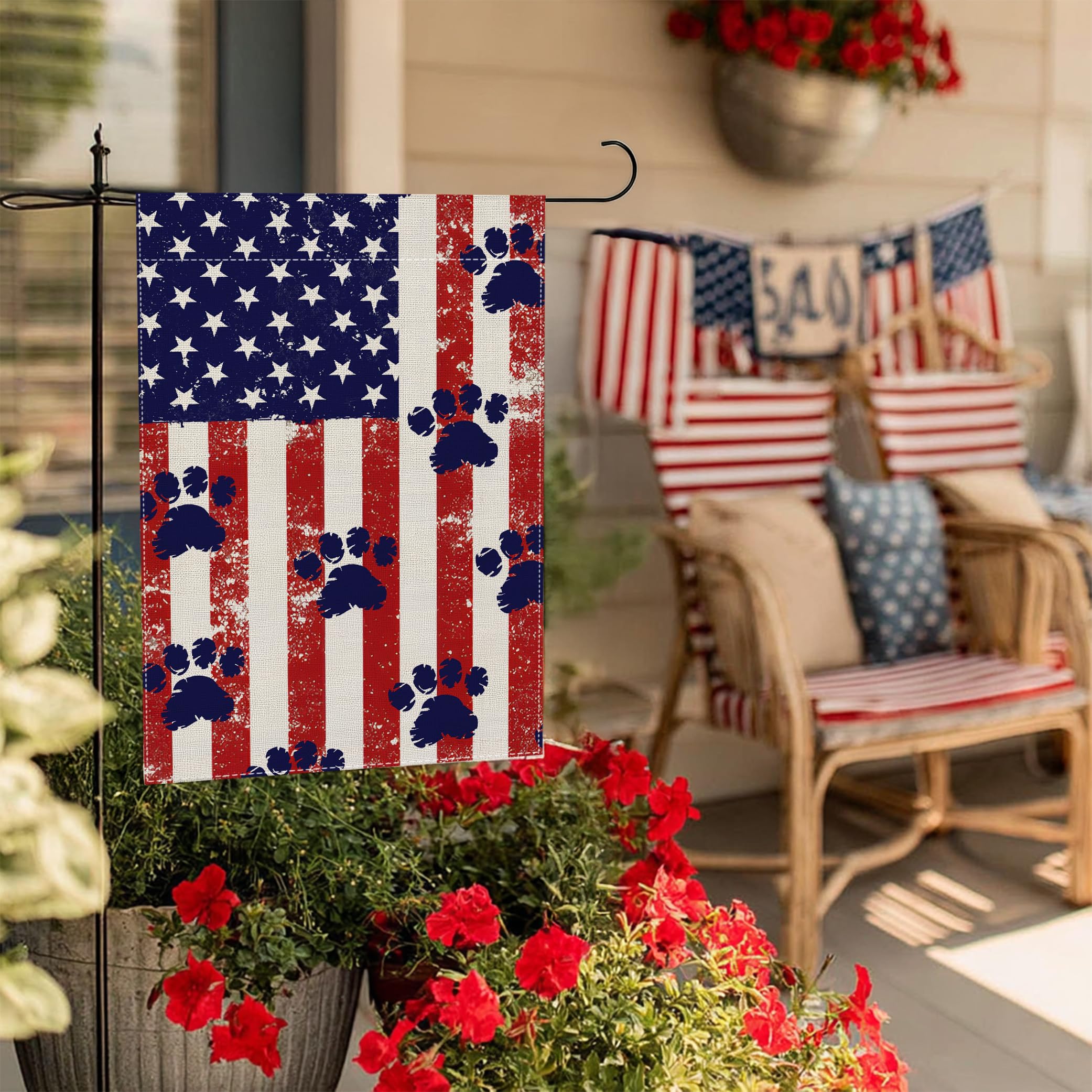 RBAFAO Weatherproof garden flag adds color through all seasons.
