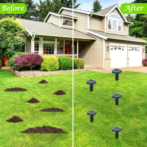 RC Tech Trading ultrasonic gopher repeller stakes protect gardens from underground pests.