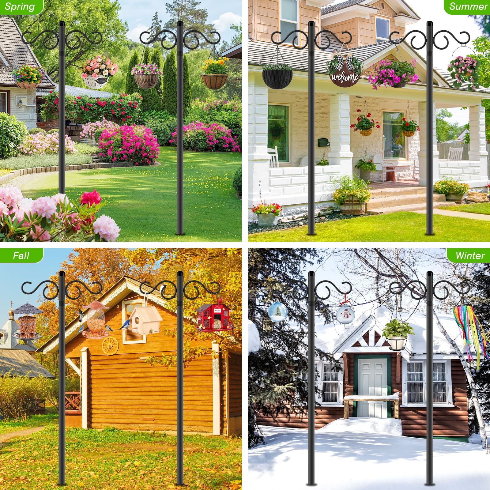 RCUICA 90-inch bird feeder pole with 5-prong base offers elevated garden visibility