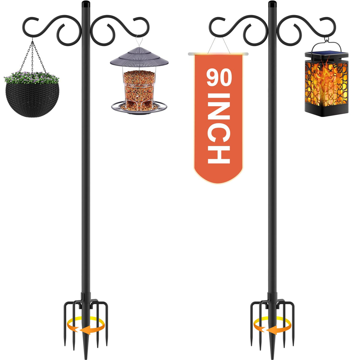 RCUICA double shepherds hook ideal for outdoor hanging of bird feeders and lanterns