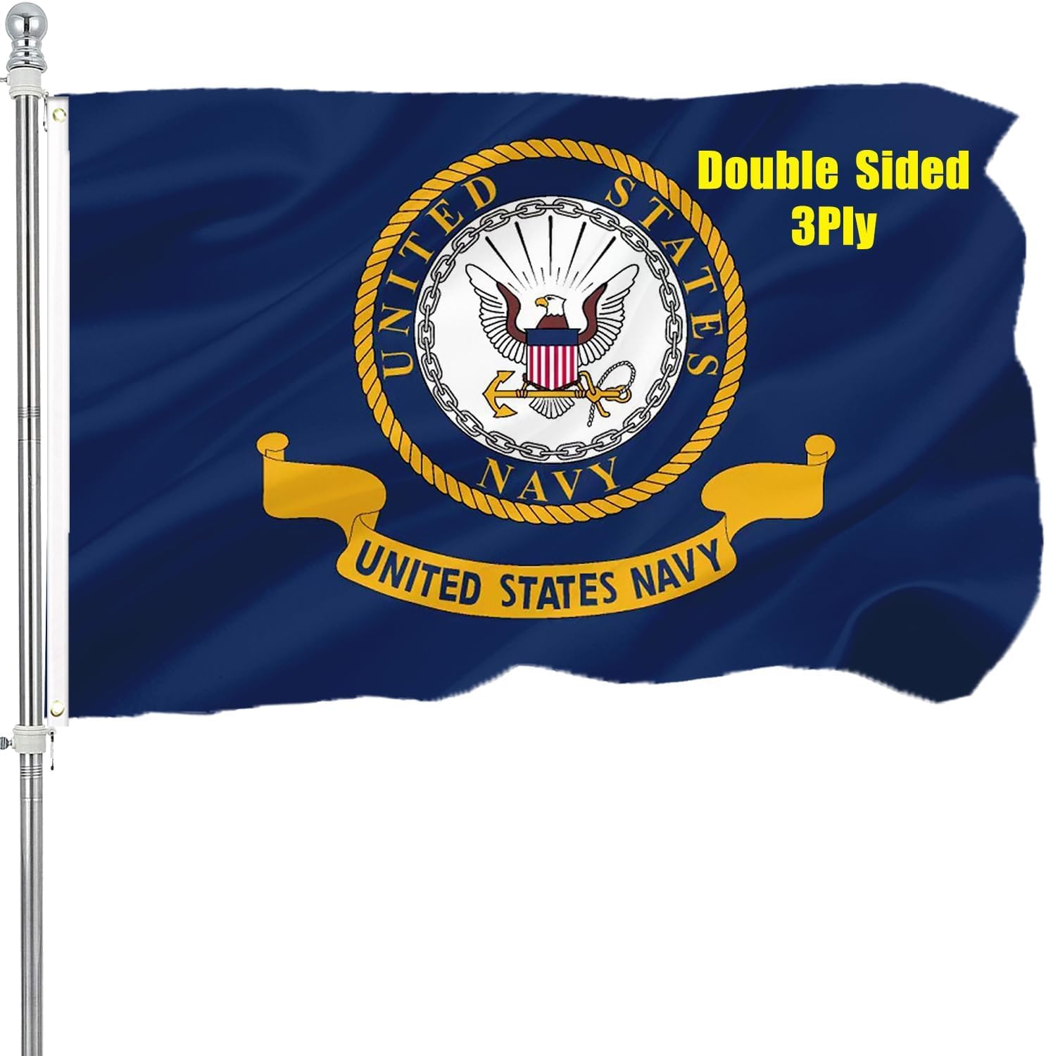 RDEDAO navy emblem flag 3x5 outdoors displays vivid color in sun