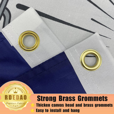 RDEDAO navy emblem flag double sided design reads correctly from both sides