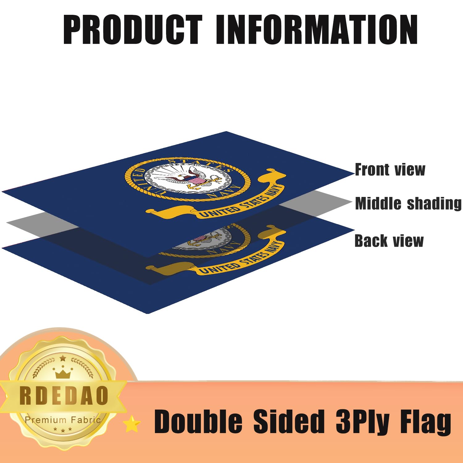 RDEDAO navy emblem flag easy hang and install on flagpoles