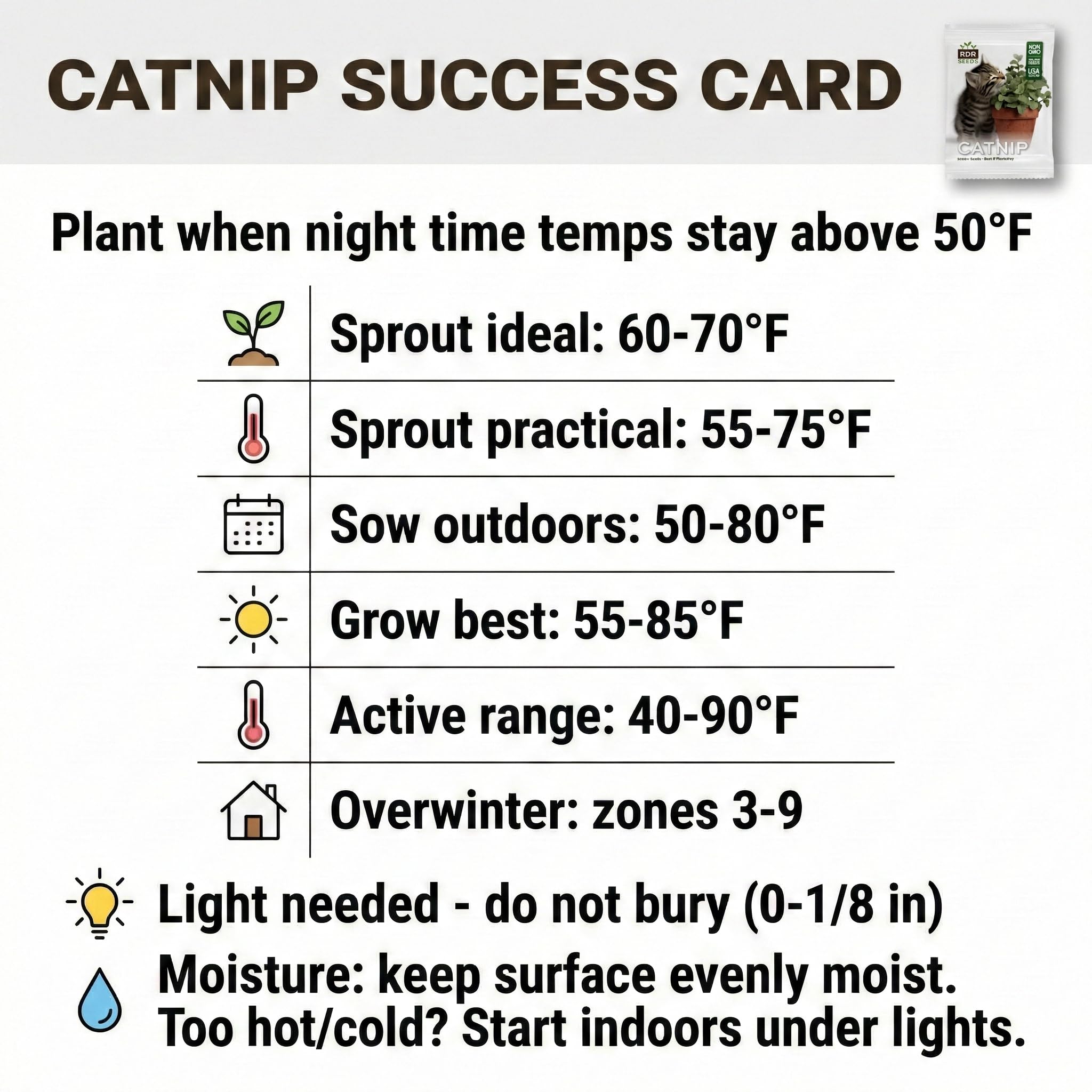 RDR Seeds catnip border attracts pollinators and beneficial insects.