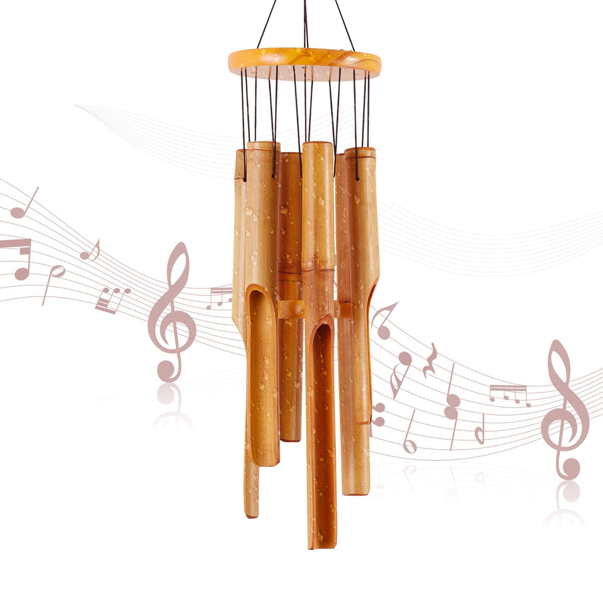 Rdutuok 32-inch bamboo wind chimes full view for outdoor ambience