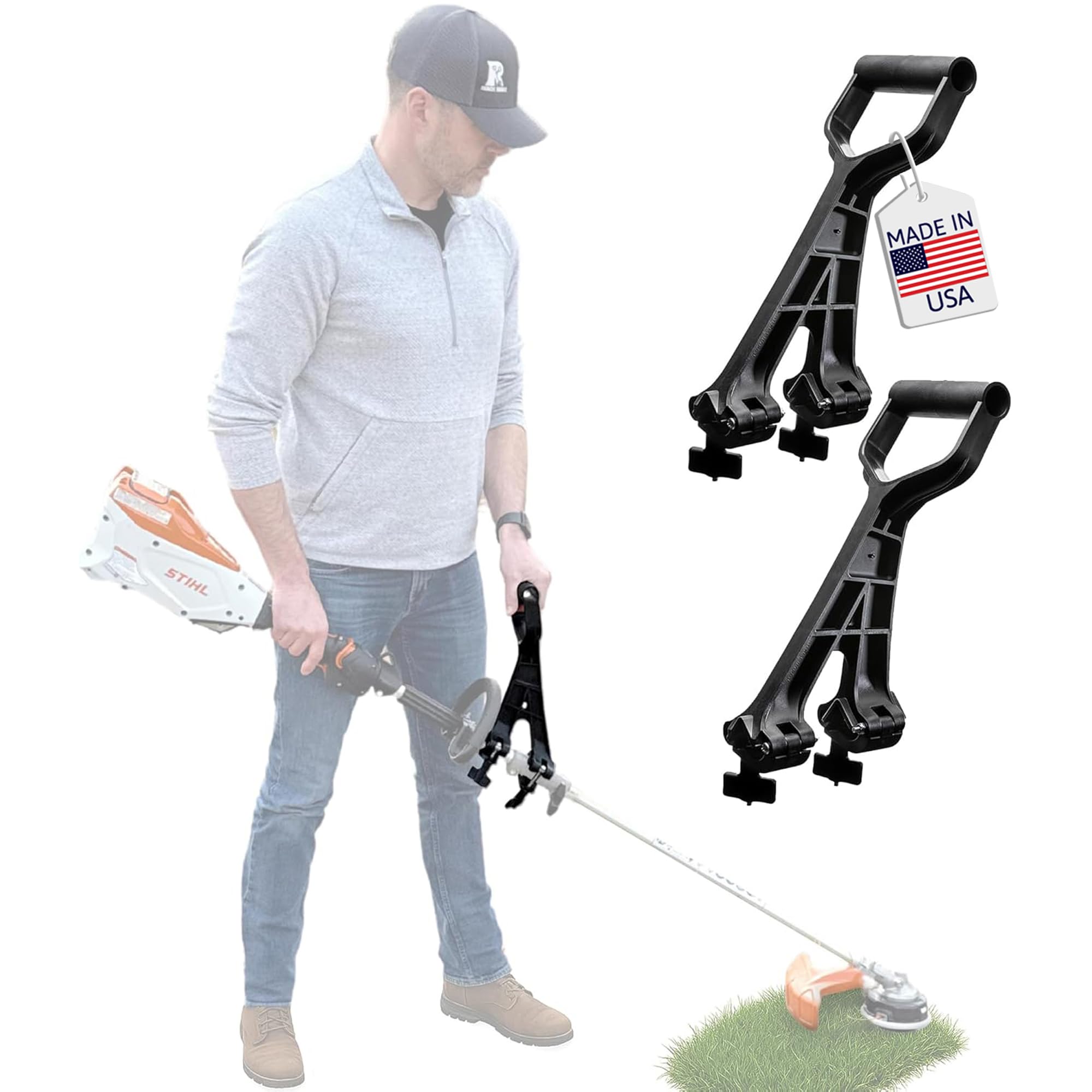 Reach Right universal handle attachment for weedeater improves grip and reach