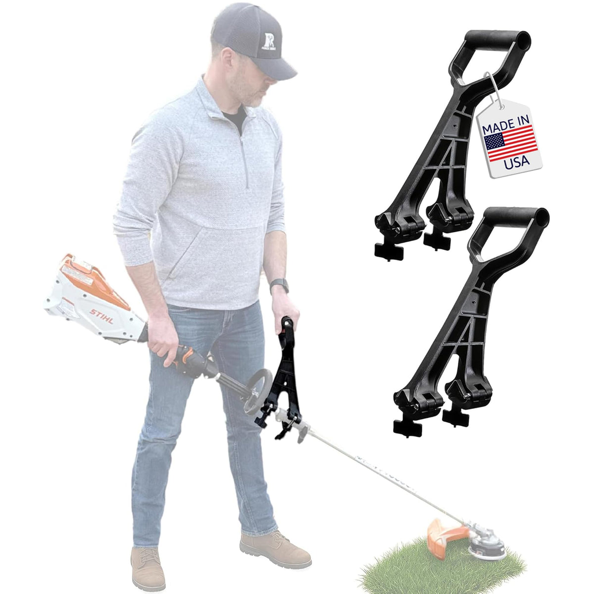 Reach Right universal handle attachment for weedeater improves grip and reach