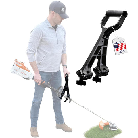 Reach Right universal handle attachment on a weed eater for easier control
