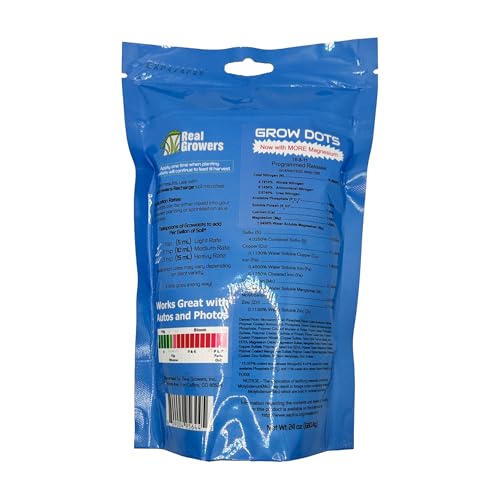 Real Growers Grow Dots Classic 24oz front label highlighting steady nutrition delivery.