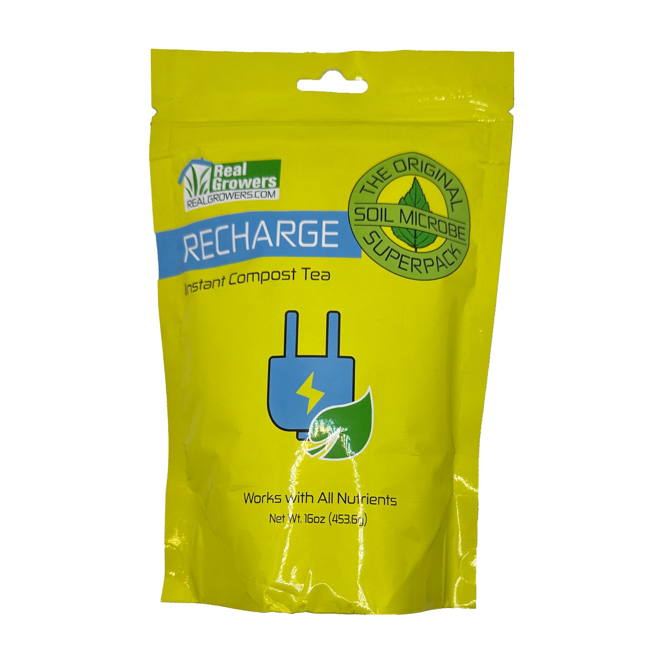 Real Growers Recharge microbial blend energizes the rhizosphere for robust roots