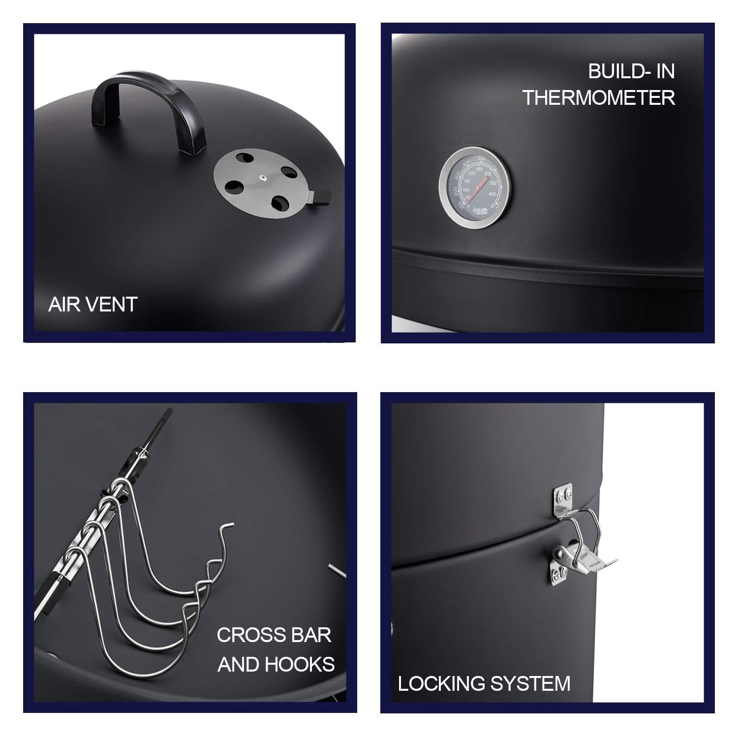 Realcook black finish resists weather for durable outdoor use