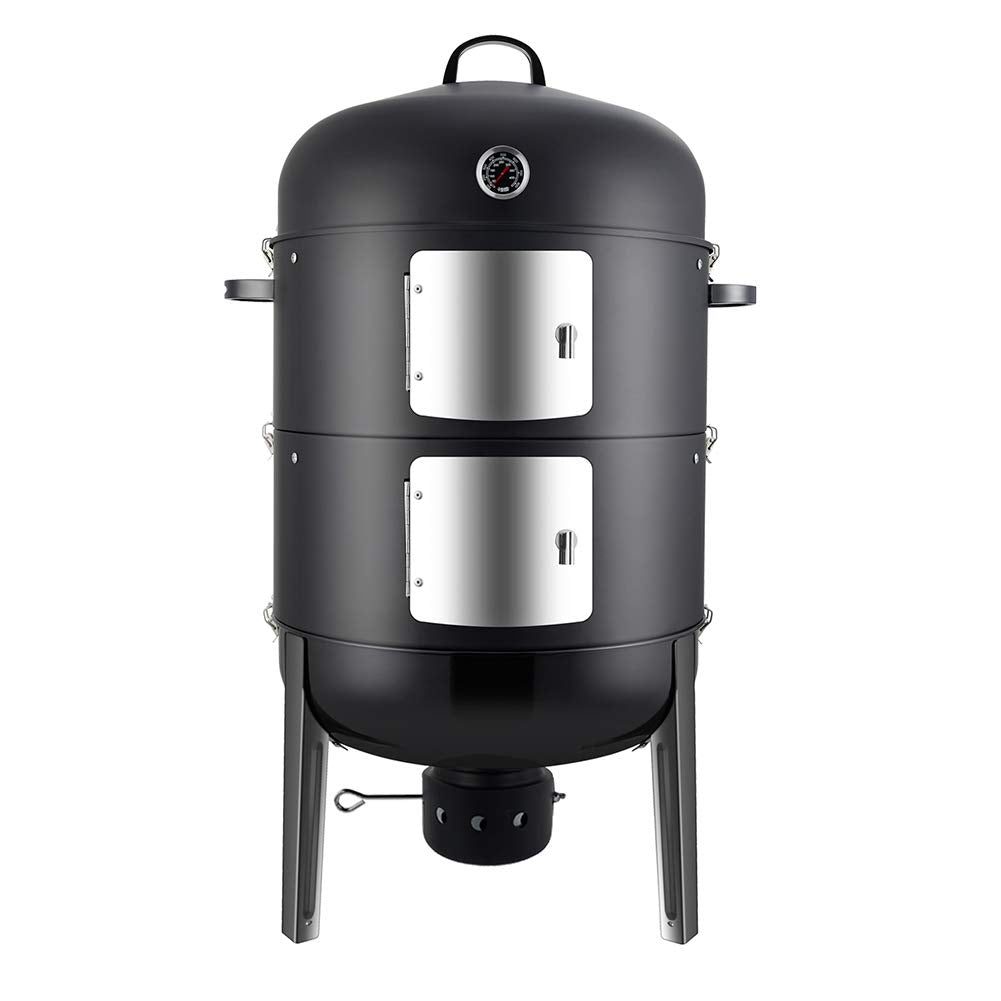 Realcook Charcoal BBQ Smoker 20inch vertical exterior highlights sturdy build for outdoor grilling.