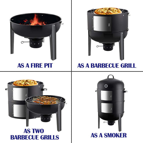 Realcook Charcoal BBQ Smoker bottom vent damper shows easy temperature control for consistent smoke.