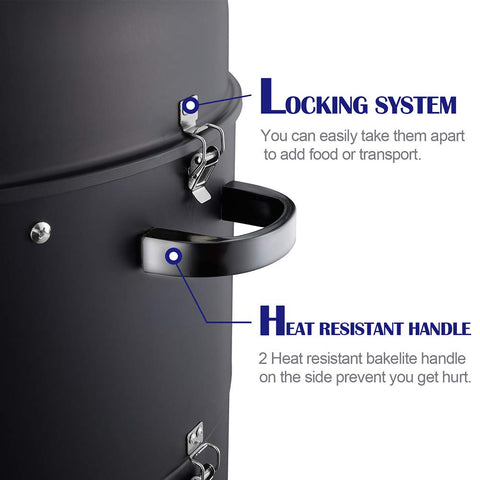 Realcook Charcoal BBQ Smoker porcelain water pan preserves moisture and flavor.