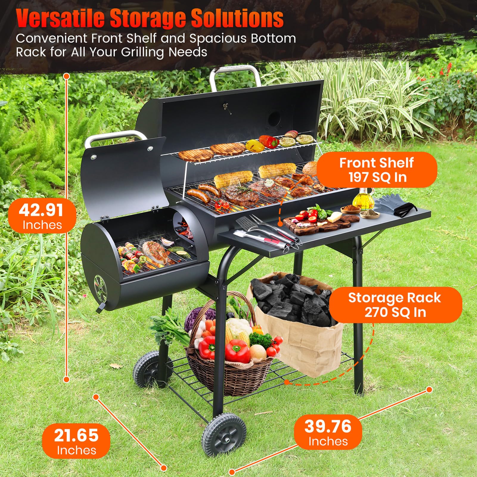 Realcook Charcoal Grills built-in thermometer lets you monitor progress at a glance.