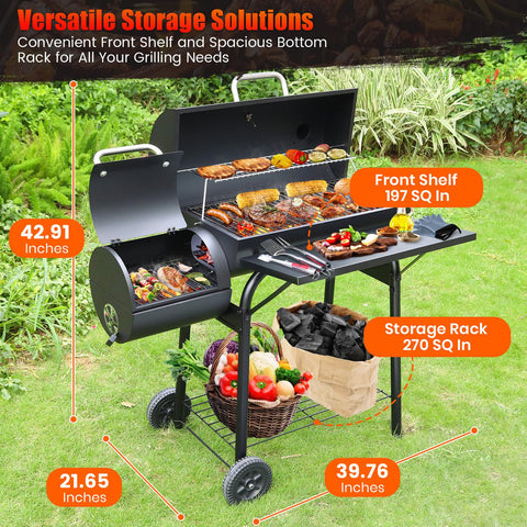 Realcook Charcoal Grills built-in thermometer lets you monitor progress at a glance.