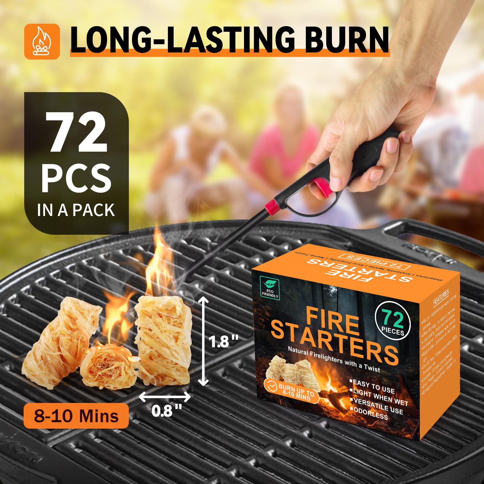 Realcook eco-friendly fire starter with wax and sawdust, odorless for indoor use.