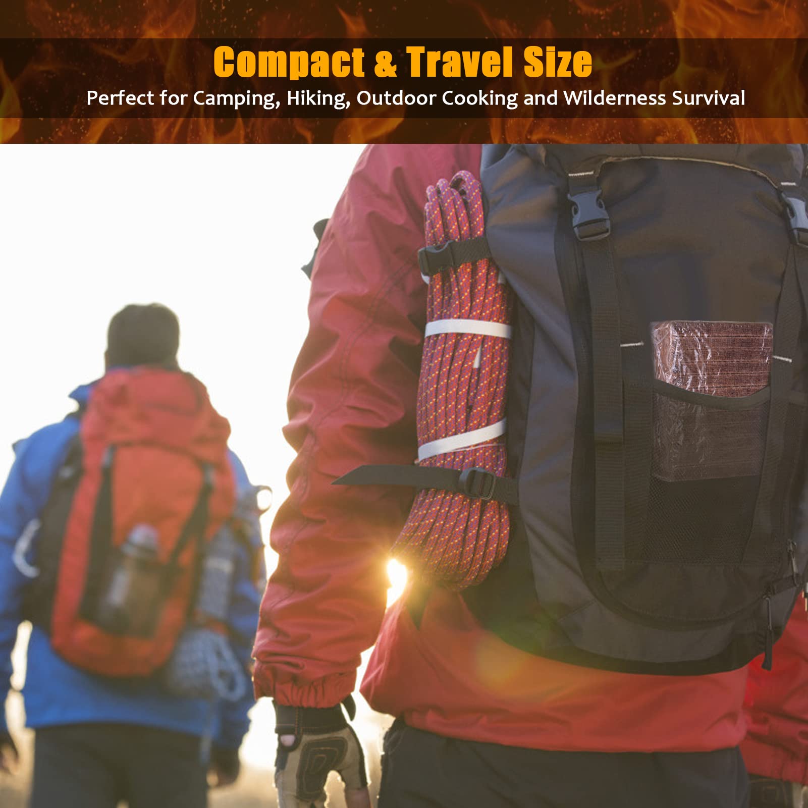 Realcook fire starter cubes fit in backpacks for easy campfire ignition.