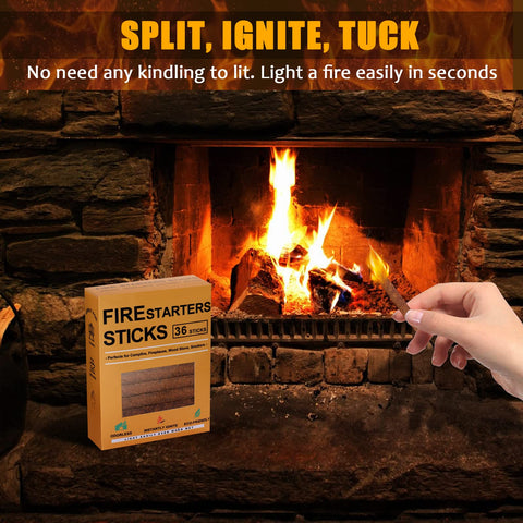 Realcook fire starters ignition cubes in action lighting a cozy fireplace.