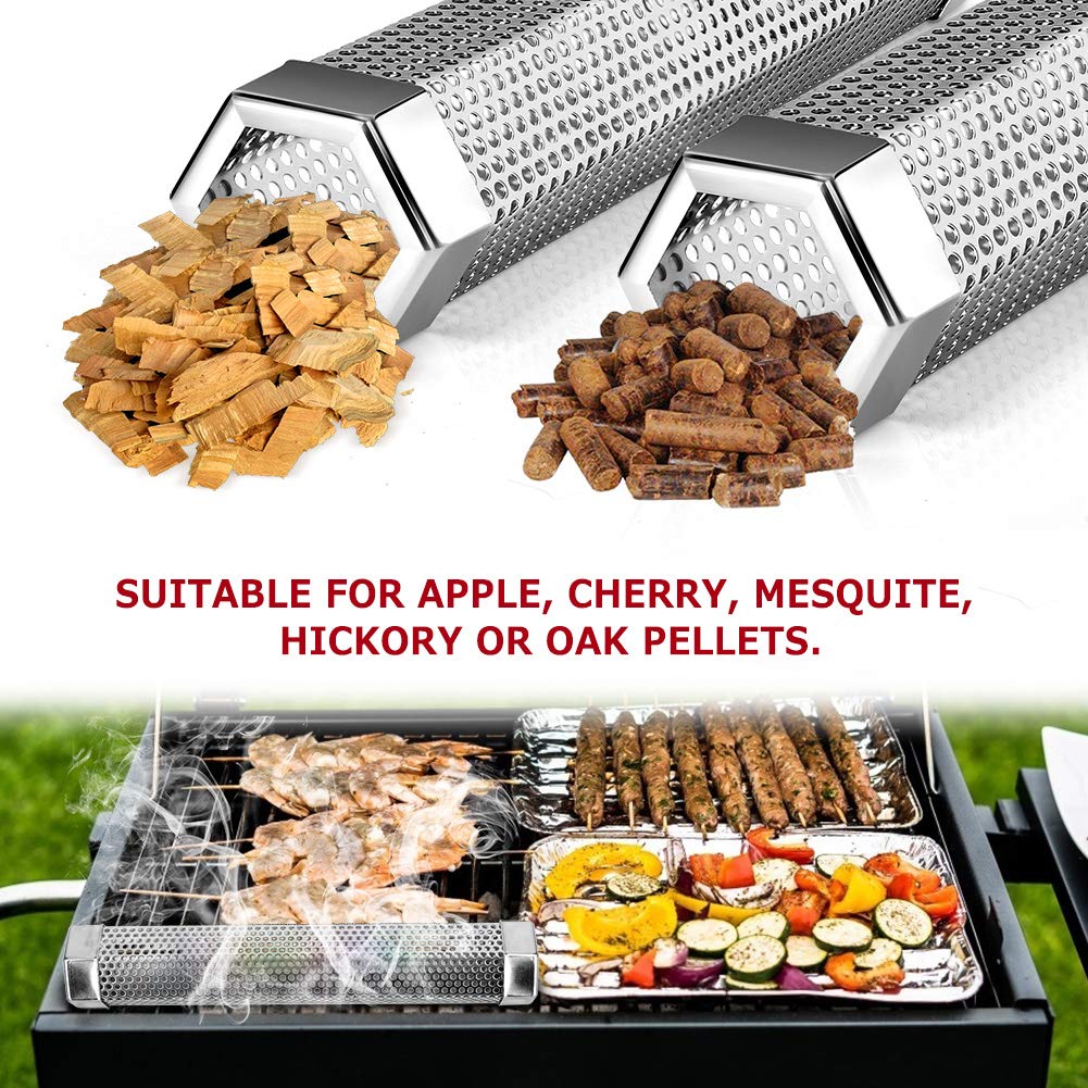Realcook 304 stainless steel smoker tube resists rust for durable use.