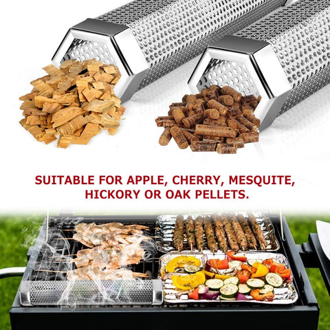 Realcook 304 stainless steel smoker tube resists rust for durable use.