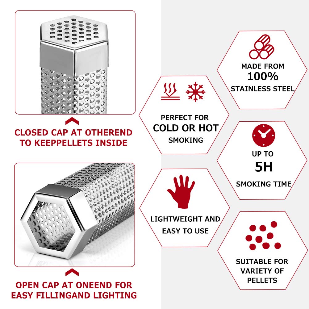 Realcook hexagon-design smoker tube close-up showing stability and diffusion.
