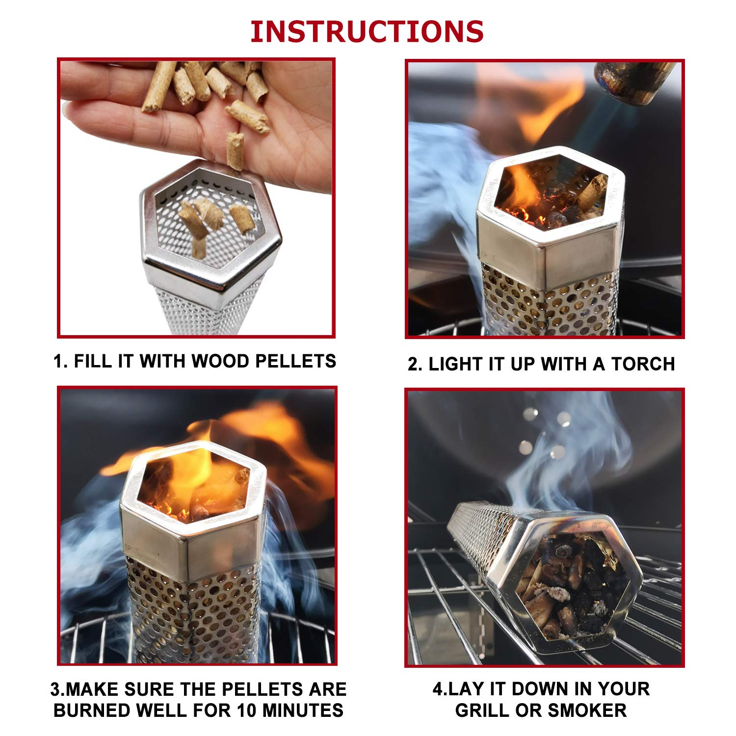 Realcook tube supports hot and cold smoking for versatile cooking.