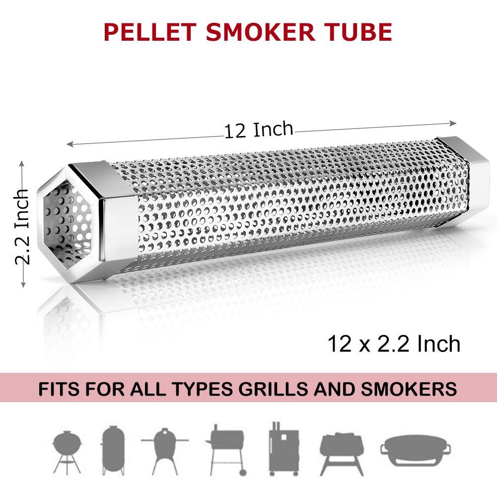 Realcook smoker tube on grill enhances smoke diffusion for even flavor.