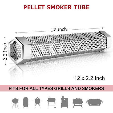 Realcook smoker tube on grill enhances smoke diffusion for even flavor.