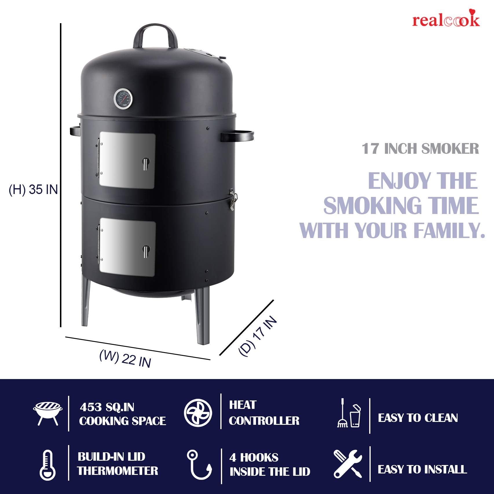Realcook two-access door design enables quick checks and refueling