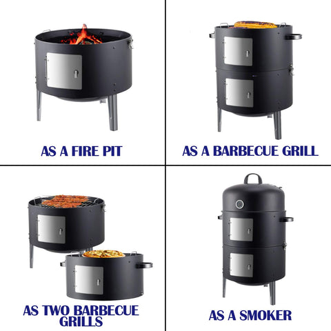 Realcook vertical smoker side view with thermometer dial for precise control