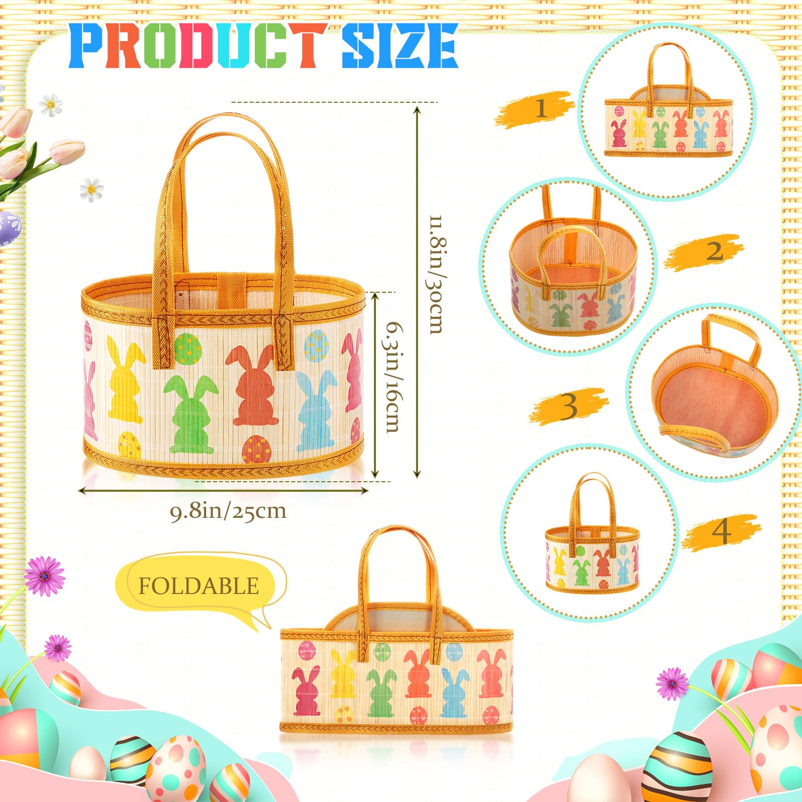 Reallnaive bamboo Easter basket with colorful design for festive use
