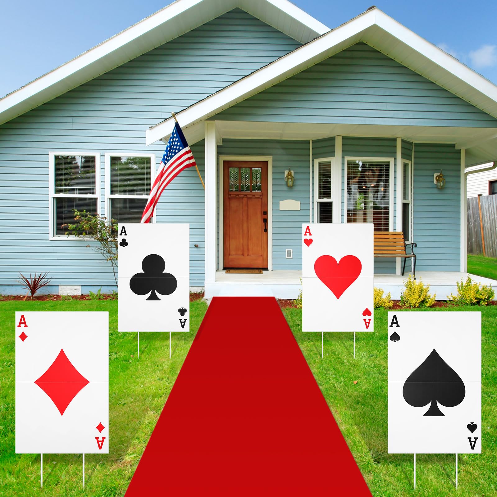 Reallnaive giant poker yard sign back view with blank area for custom messaging