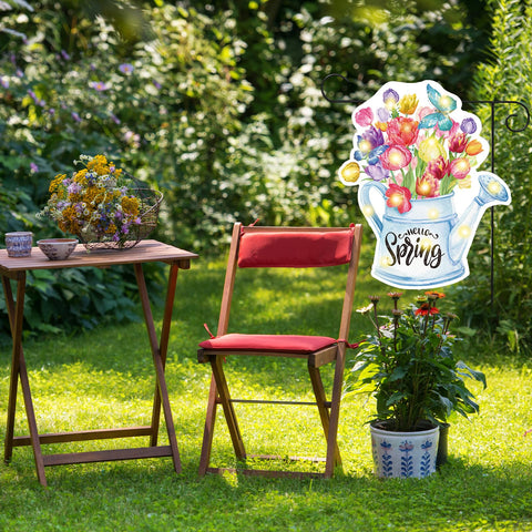 Reallnaive garden decor flag adds color to yard.