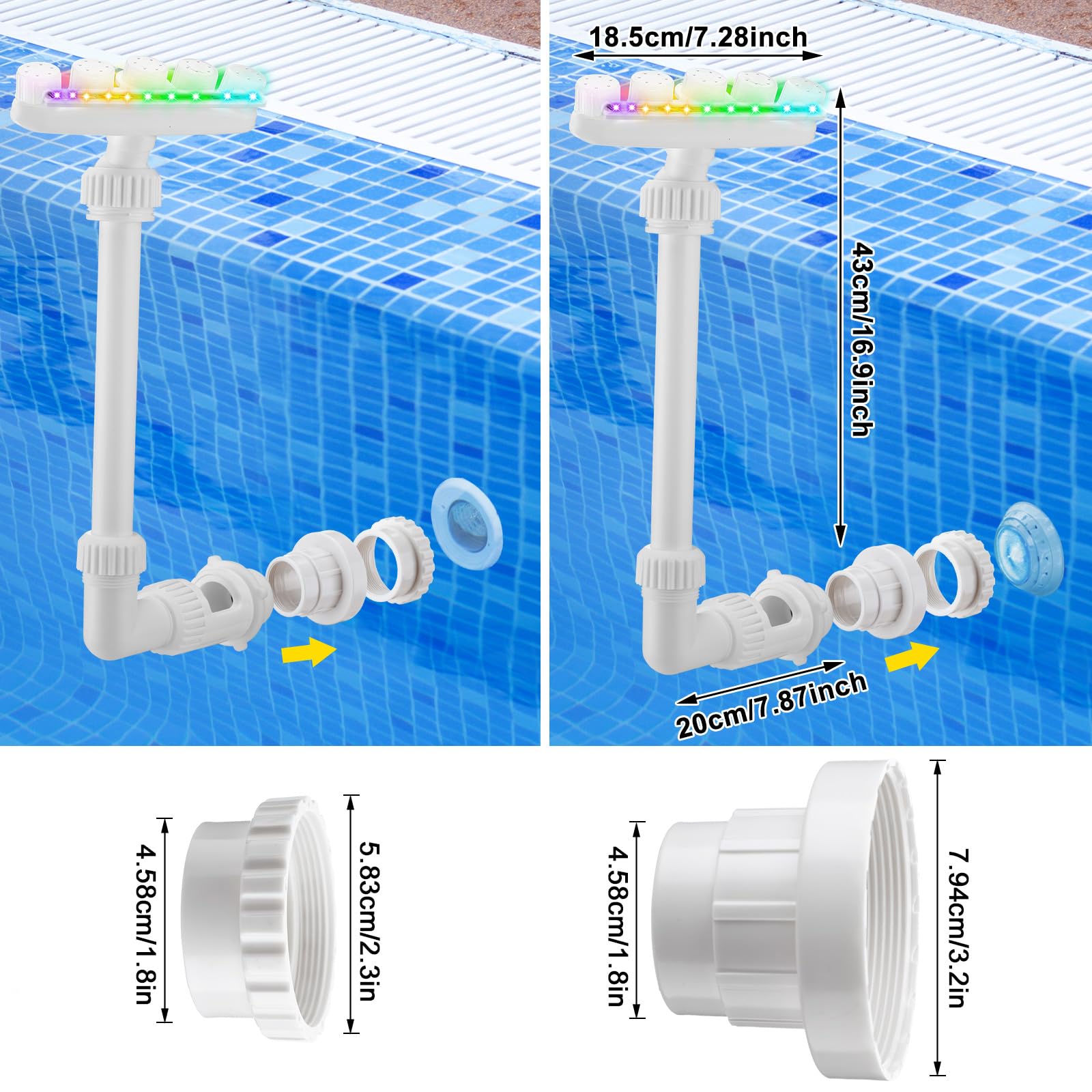 Reallnaive solar pool fountain water spray showcases dynamic mist and reach