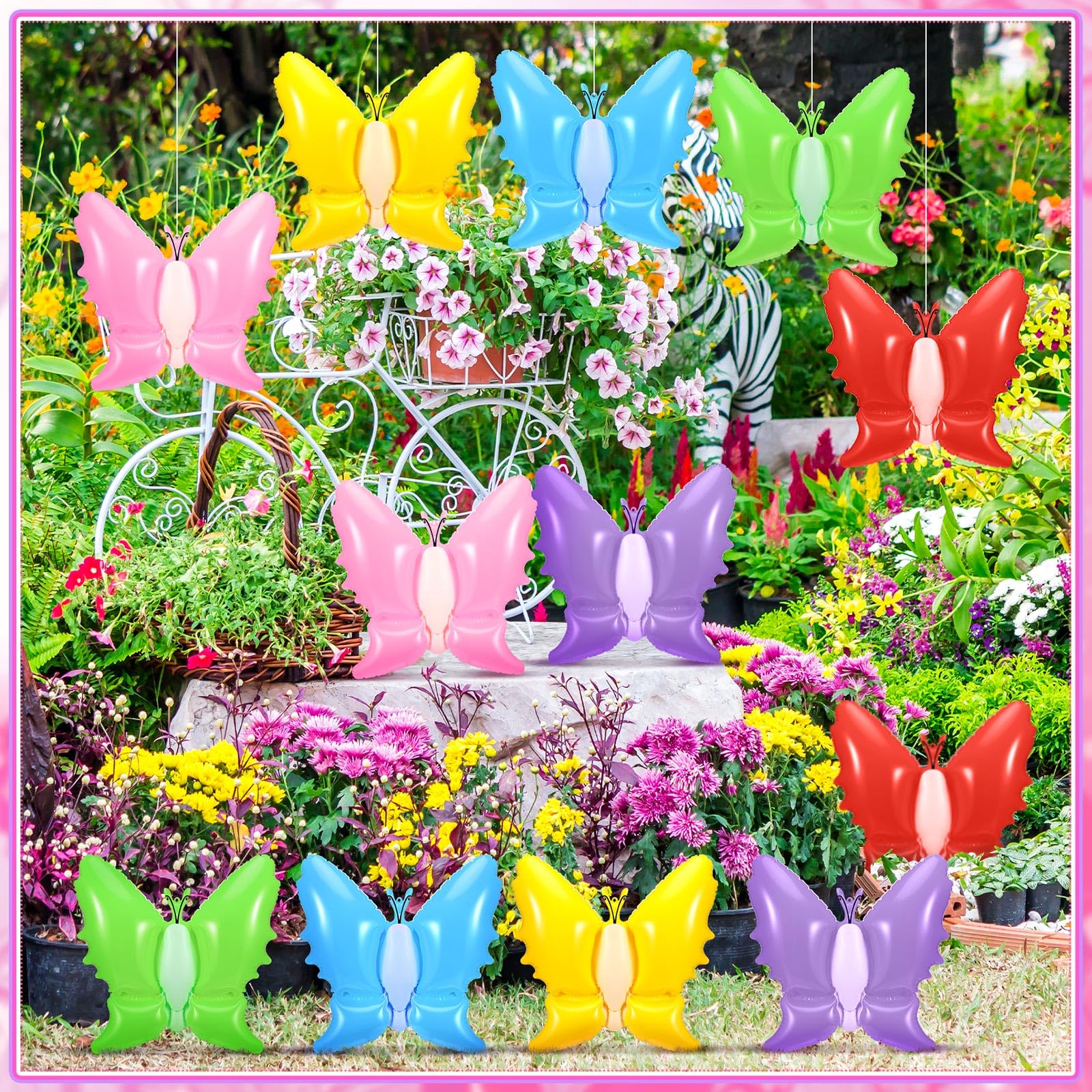 Realspring blue butterfly spring inflatable for tree accents and welcoming yard display.
