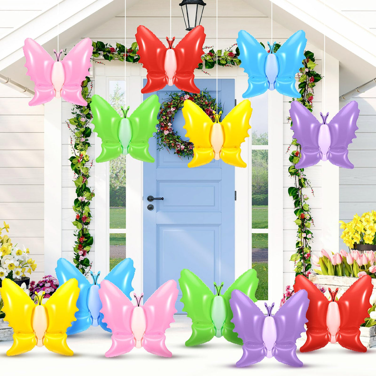 Realspring butterfly spring inflatable red edition for outdoor decor and festive garden flair.